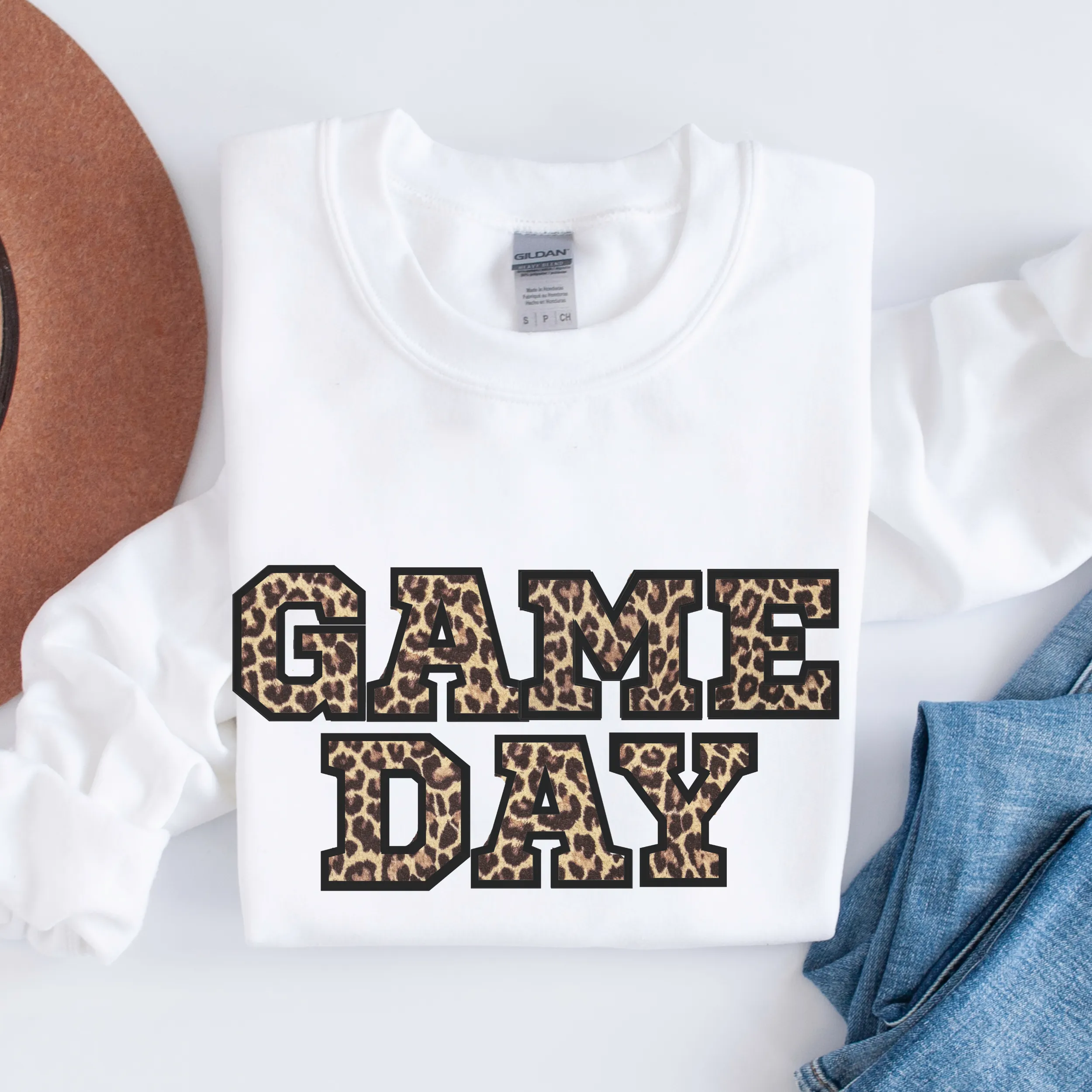 Game Day Shirt Game Day Sweatshirt Unisex Sweatshirt Women's long sleeve Sweatshirt, Football White or Ash Game Day leopard Print Shirt