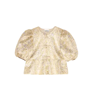 GANNI Metallic Peplum Blouse