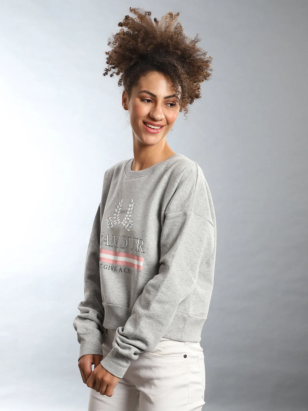 Glamour Sweatshirt With Ribbed Hem