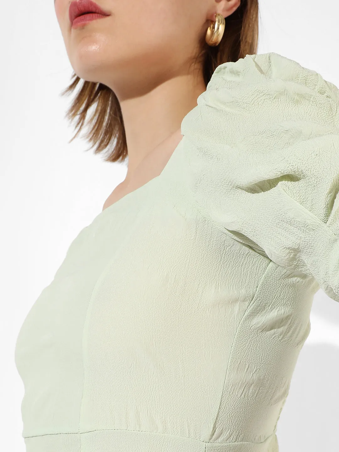 Green Textured Dress