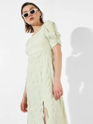 Green Textured Dress