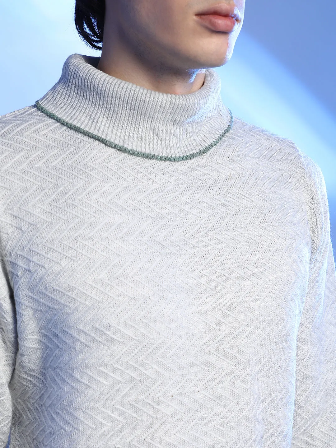 Herringbone Textured Pullover Sweater