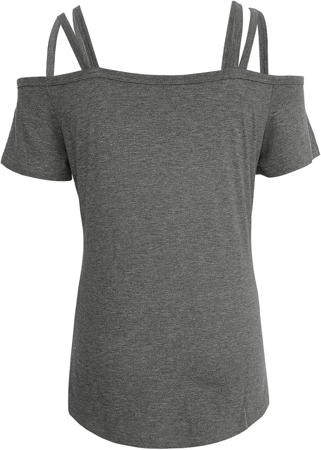 Hoodies for Women,Solid Color Short Sleeve Double Suspenders One Neck Top Casual Off Shoulder T Shirt Women Shirts