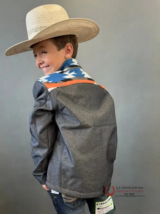 HOOEY SOFT SHELL JACKET YOUTH TAN W/AZTEC CHARCOAL