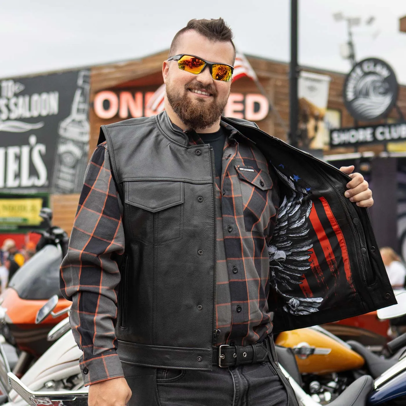 Hot Leathers VSM1052 Men's Black 'Patriotic' Conceal and Carry Leather
