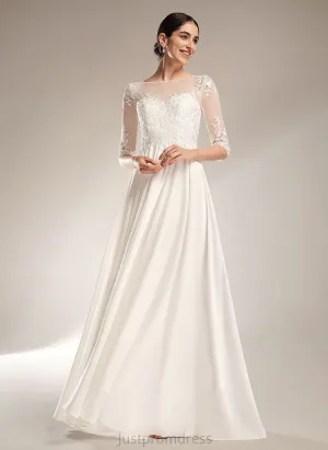 Illusion With Tia Wedding Dresses A-Line Train Wedding Chiffon Sequins Sweep Dress