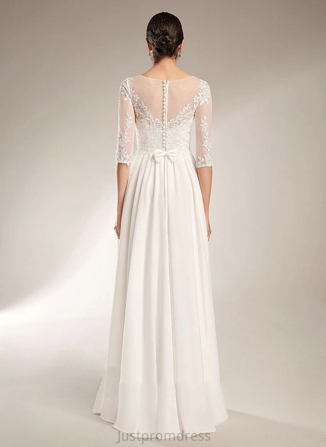Illusion With Tia Wedding Dresses A-Line Train Wedding Chiffon Sequins Sweep Dress