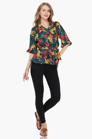 Jaguar Paradise Peplum Top