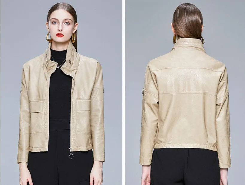 Korean Style Leather Jacket Women PU Coat Leather