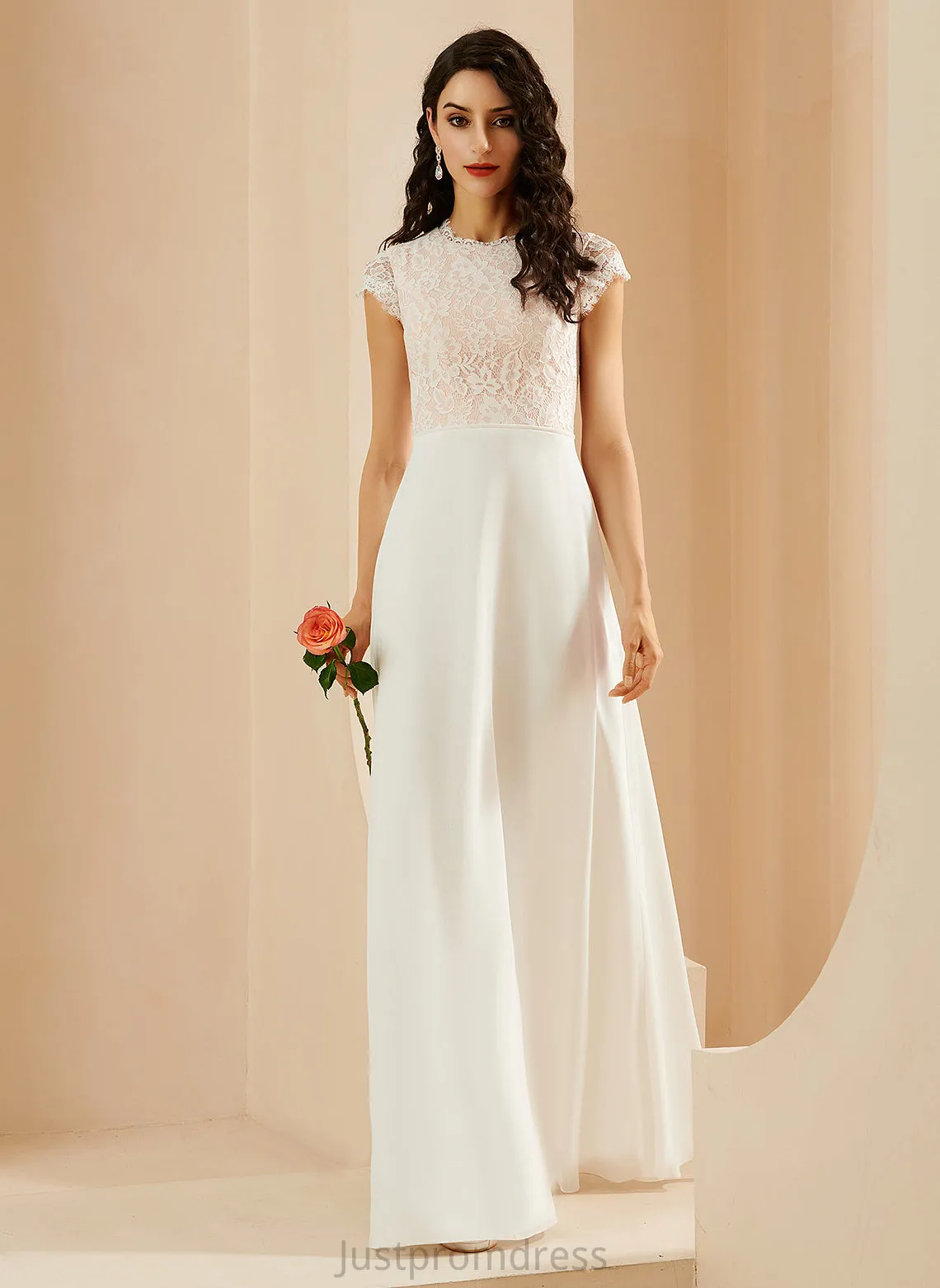Lace Floor-Length Kelsie Dress Wedding Dresses Scoop A-Line Chiffon Wedding