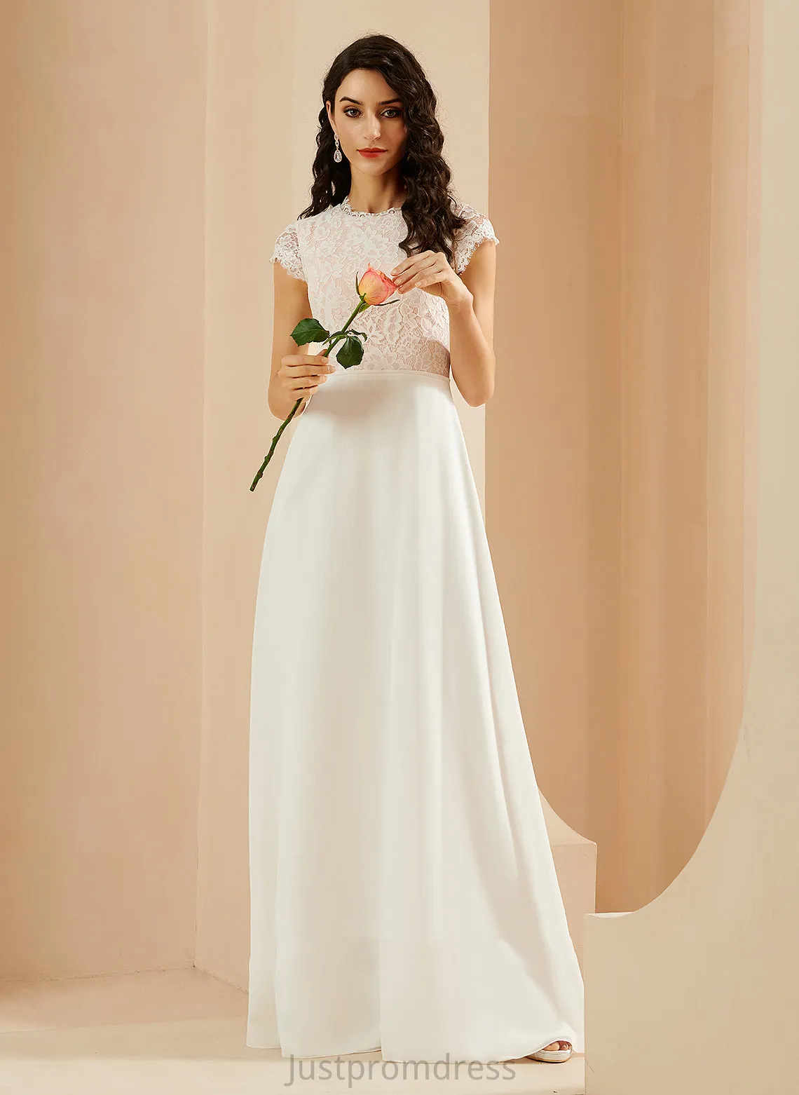 Lace Floor-Length Kelsie Dress Wedding Dresses Scoop A-Line Chiffon Wedding