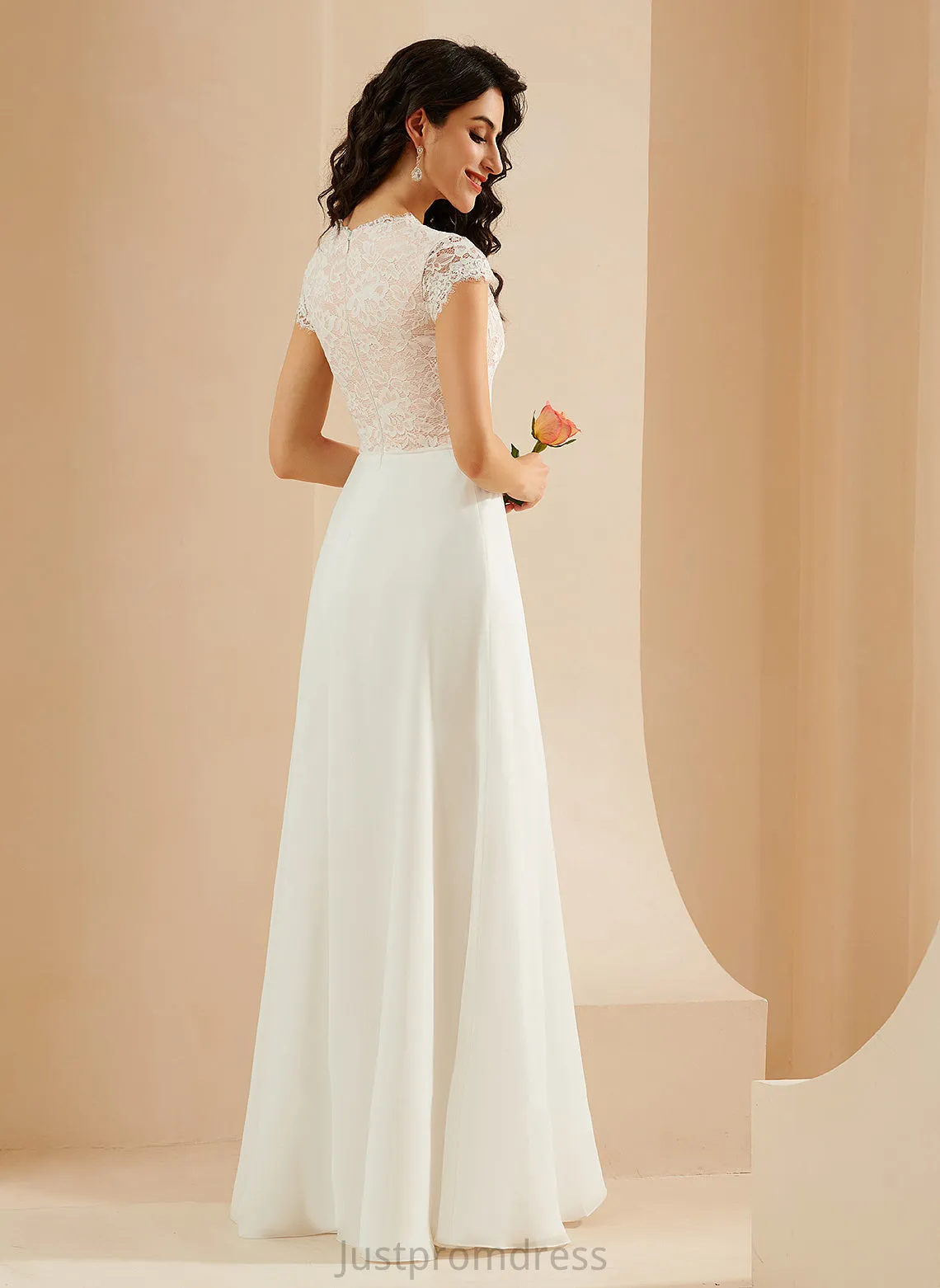 Lace Floor-Length Kelsie Dress Wedding Dresses Scoop A-Line Chiffon Wedding