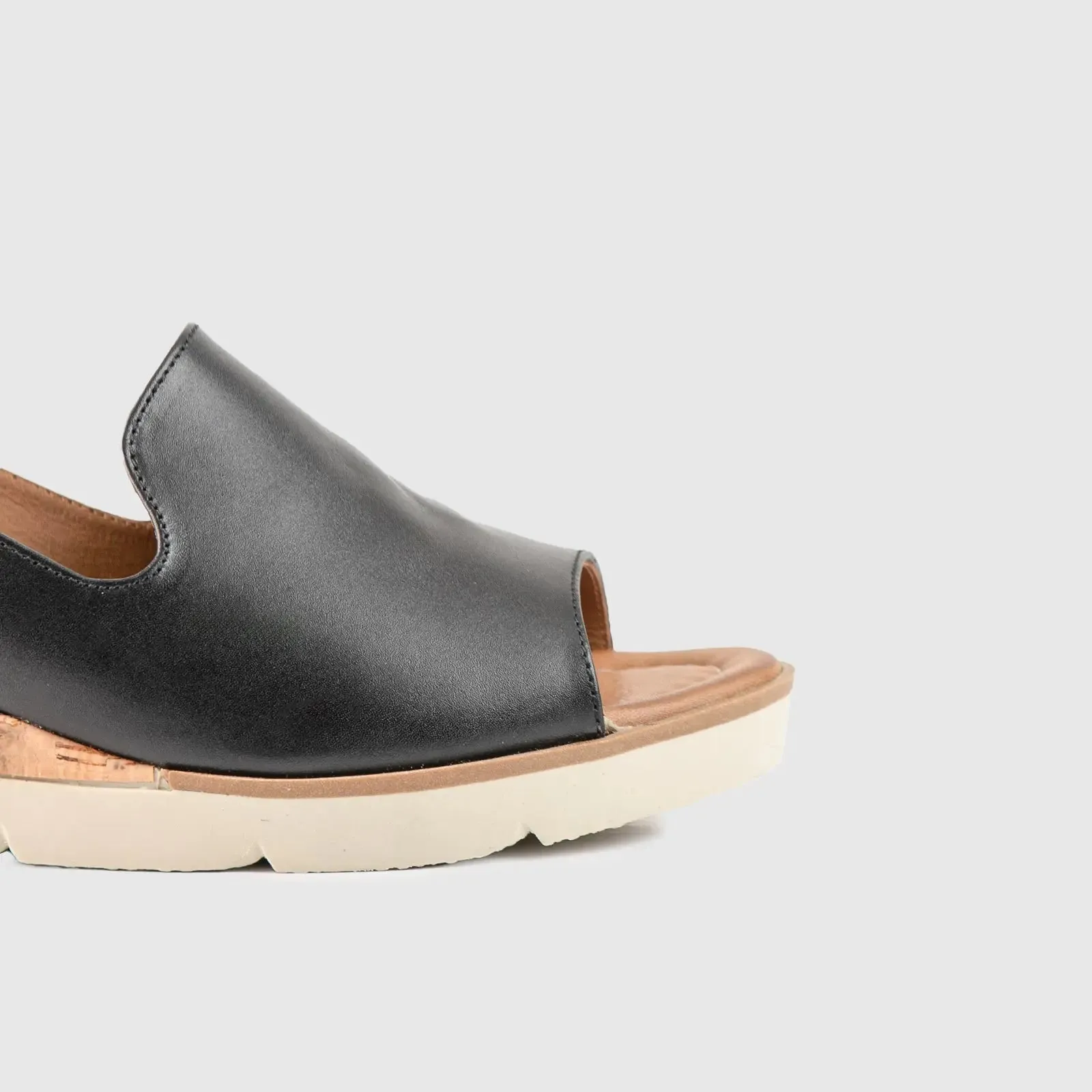 Leather Comfort Wedges Black 401