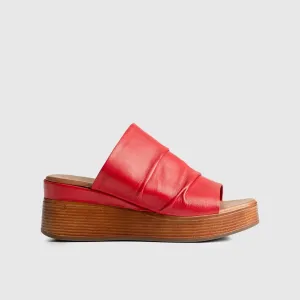 Leather Comfort Wedges Red 8501