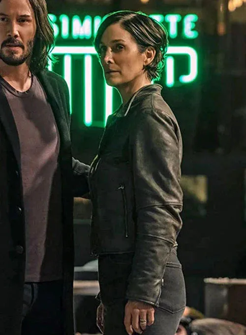 Leather Jacket worn by Carrie Anne Moss