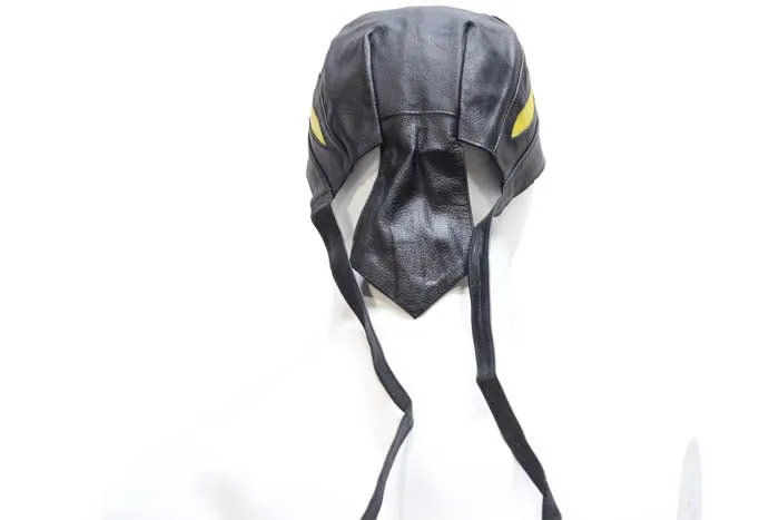 Leather Skull Cap with Colored Flames