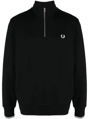 logo-embroidered zip-up jumper