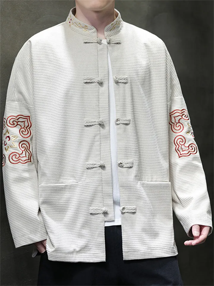 Male Textured Ethnic Style Embroidered Jackets
