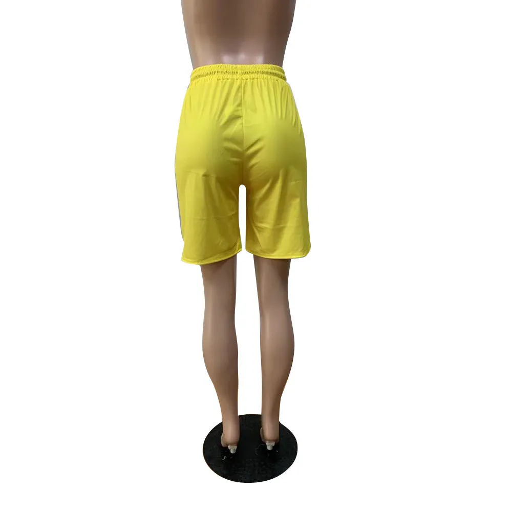 MB FASHION Skull Graphic Drawstring Shorts with Bold Text Print 6027R