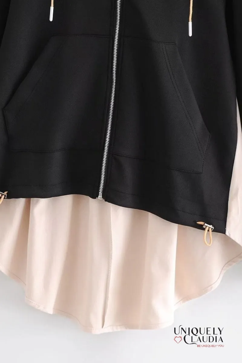 McKenna Contrast Front Zipper Hoodie Jacket