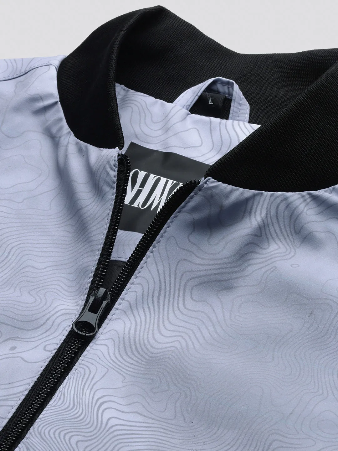 Men Grey Colour blocked Windcheater Bomber Jacket