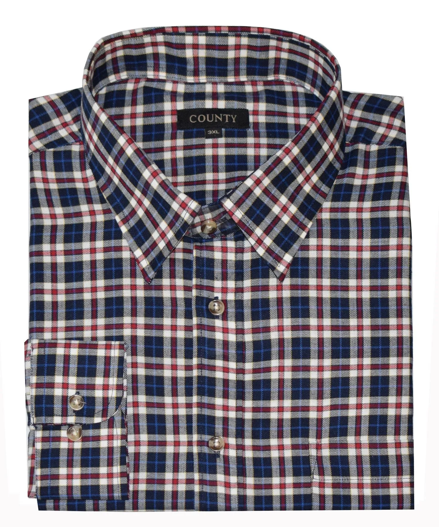 Mens Plus Size Poly Cotton County Check Shirts (15704)