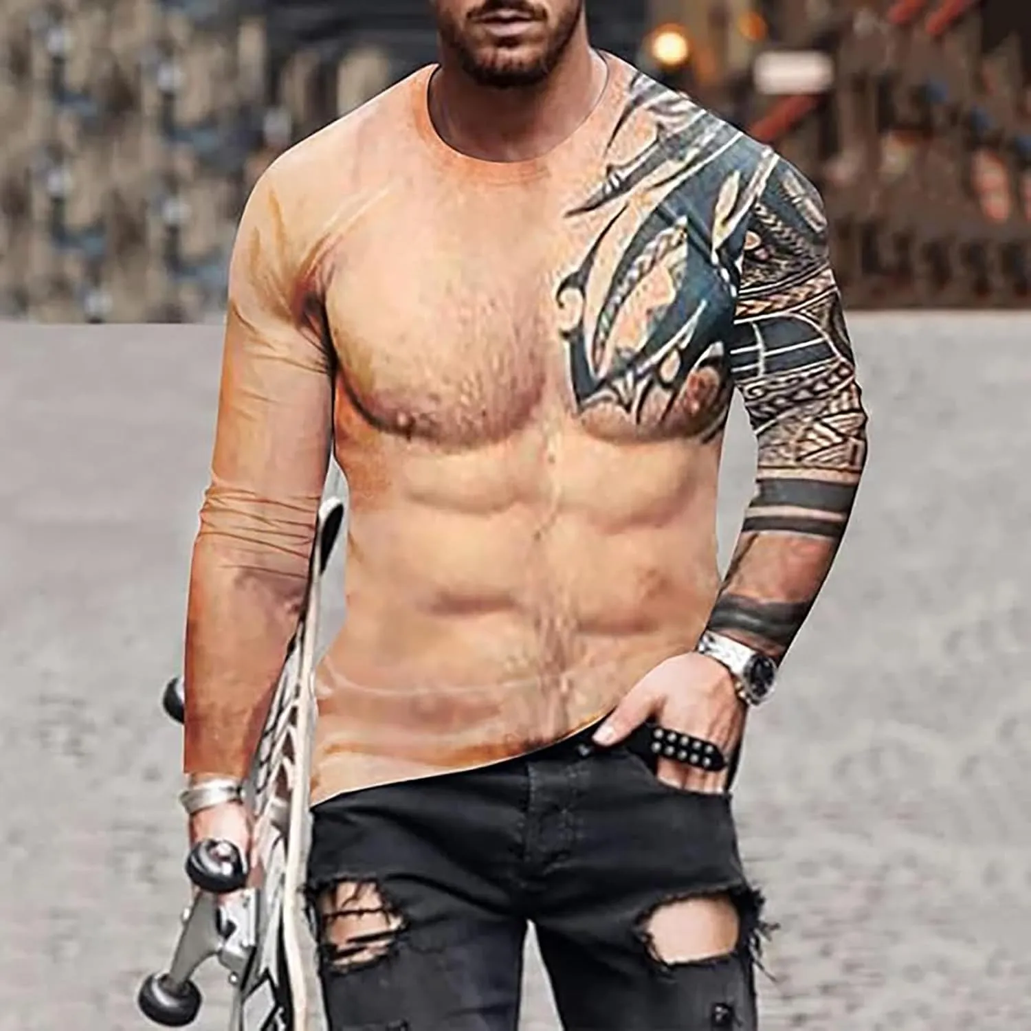 Mens Stylish Quick-Dry T Shirt Funny Muscle Moisture Wicking Workout Top Cool Graphic Short Sleeve Outdoor Tunics