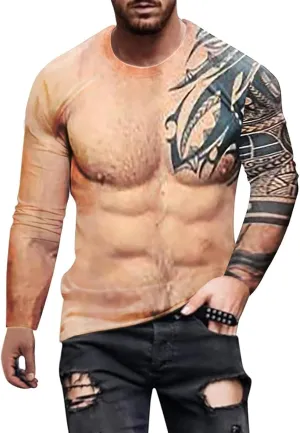 Mens Stylish Quick-Dry T Shirt Funny Muscle Moisture Wicking Workout Top Cool Graphic Short Sleeve Outdoor Tunics