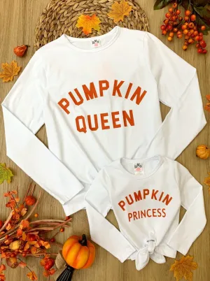 Mommy and Me Pumpkin Queen and Princess Tops