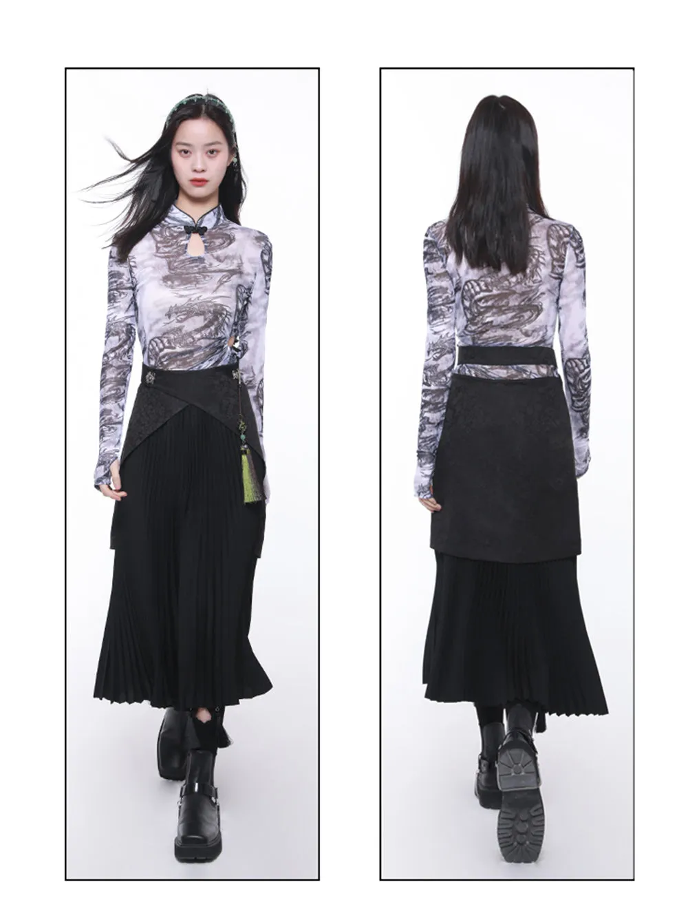 MUKTANK × CUUDICLAB Modified Song-style Pleated Skirts