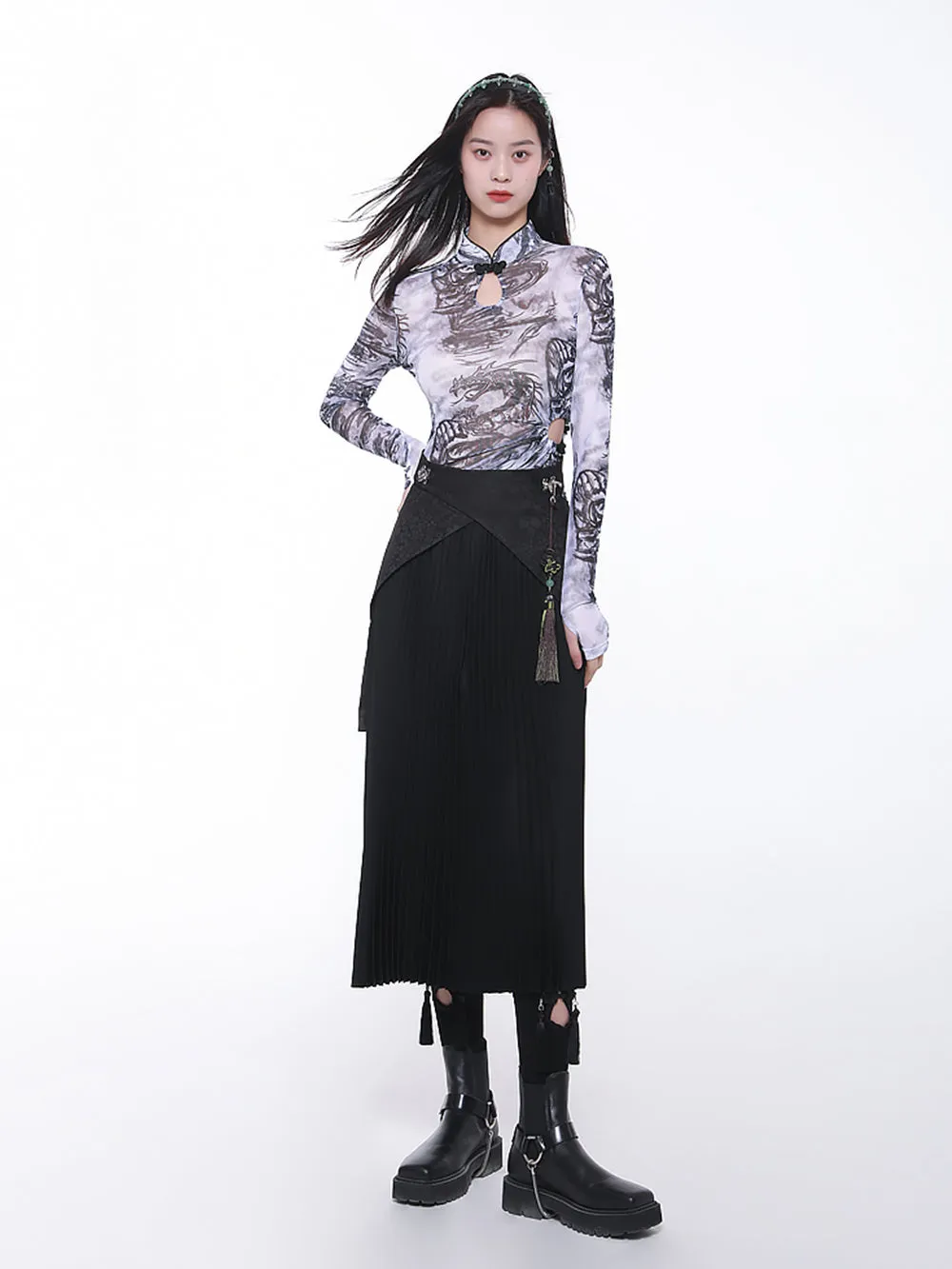 MUKTANK × CUUDICLAB Modified Song-style Pleated Skirts