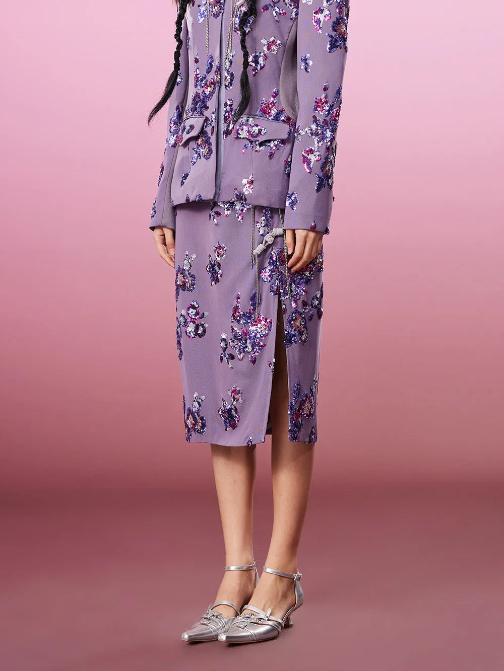 MUKZIN Chinese Style Print Retro Slit Skirts