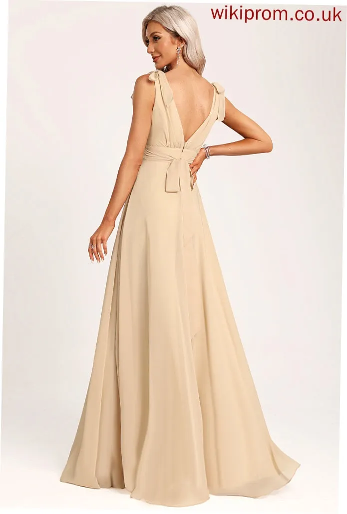 Neckline V-neck Silhouette Bow(s) Floor-Length Length A-Line Fabric Embellishment Paisley Trumpet/Mermaid Floor Length Bridesmaid Dresses