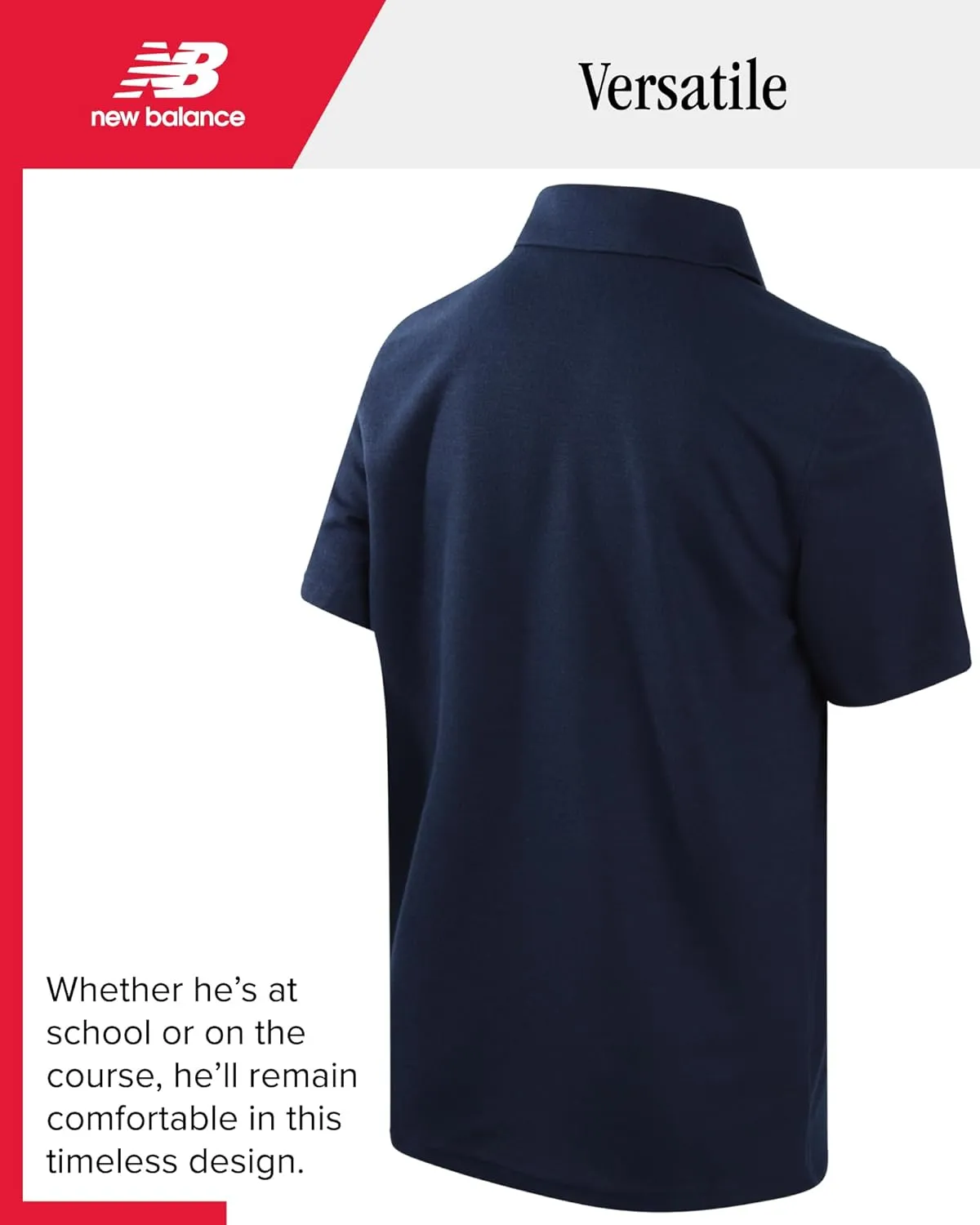 New Balance Boys Polo Shirt - 2 Pack Short Sleeve Performance Golf Shirt, Dry Fit Athletic Collared Tee (Sizes: 8-20)