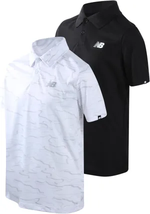 New Balance Boys Polo Shirt - 2 Pack Short Sleeve Performance Golf Shirt, Dry Fit Athletic Collared Tee (Sizes: 8-20)