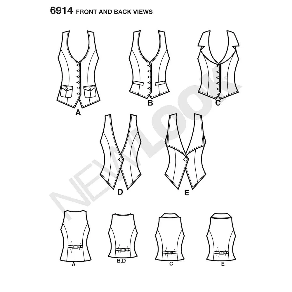 Newlook Pattern 6914 Misses' Lined Vest
