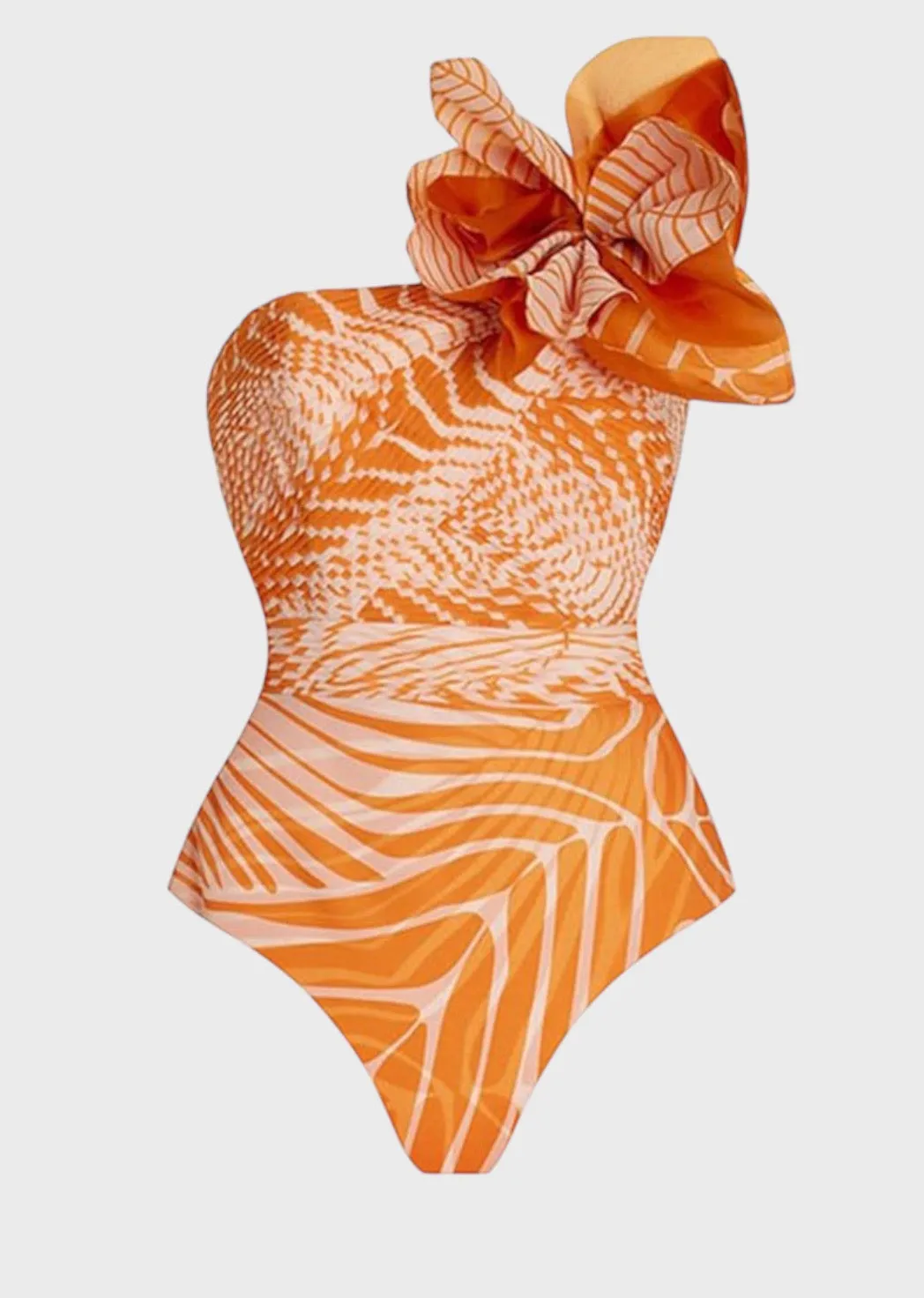 One Shoulder 3D Flower Detail Monokini