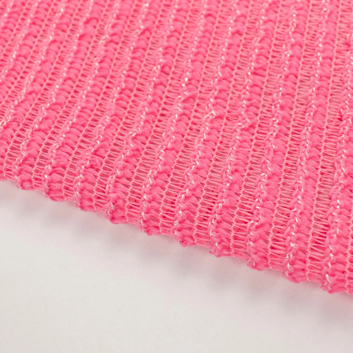 Pink Stripe Rib Knit Mesh