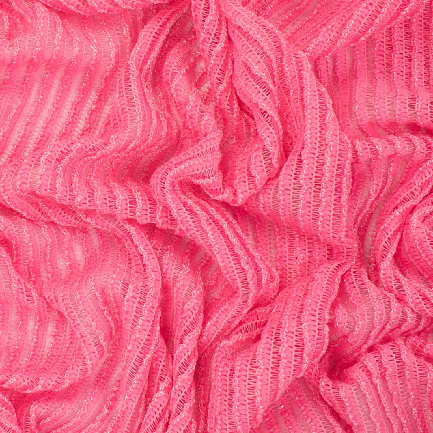 Pink Stripe Rib Knit Mesh