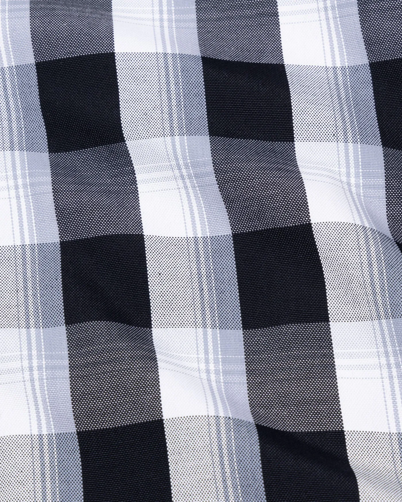 Plaksy Black And White Checked Button Down Cotton Shirt
