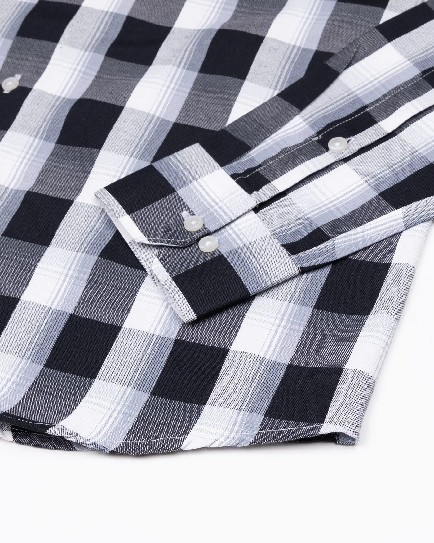 Plaksy Black And White Checked Button Down Cotton Shirt
