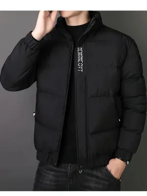 Puffer jacket for men, older model, polyester 100%, stand-up collar