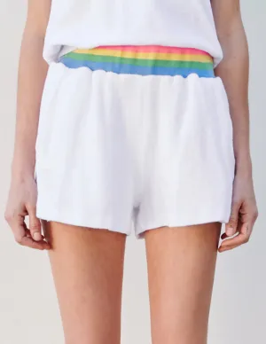 Rainbow Rib Pullon Short ~ White
