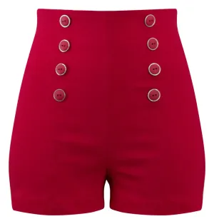 Red High Waist Pin Me Up Shorts