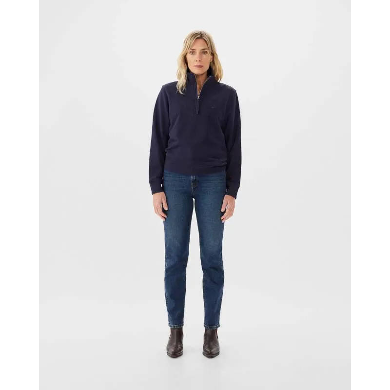 R.M.Williams Trickett Ladies Zip Neck Sweatshirt - Dark Navy