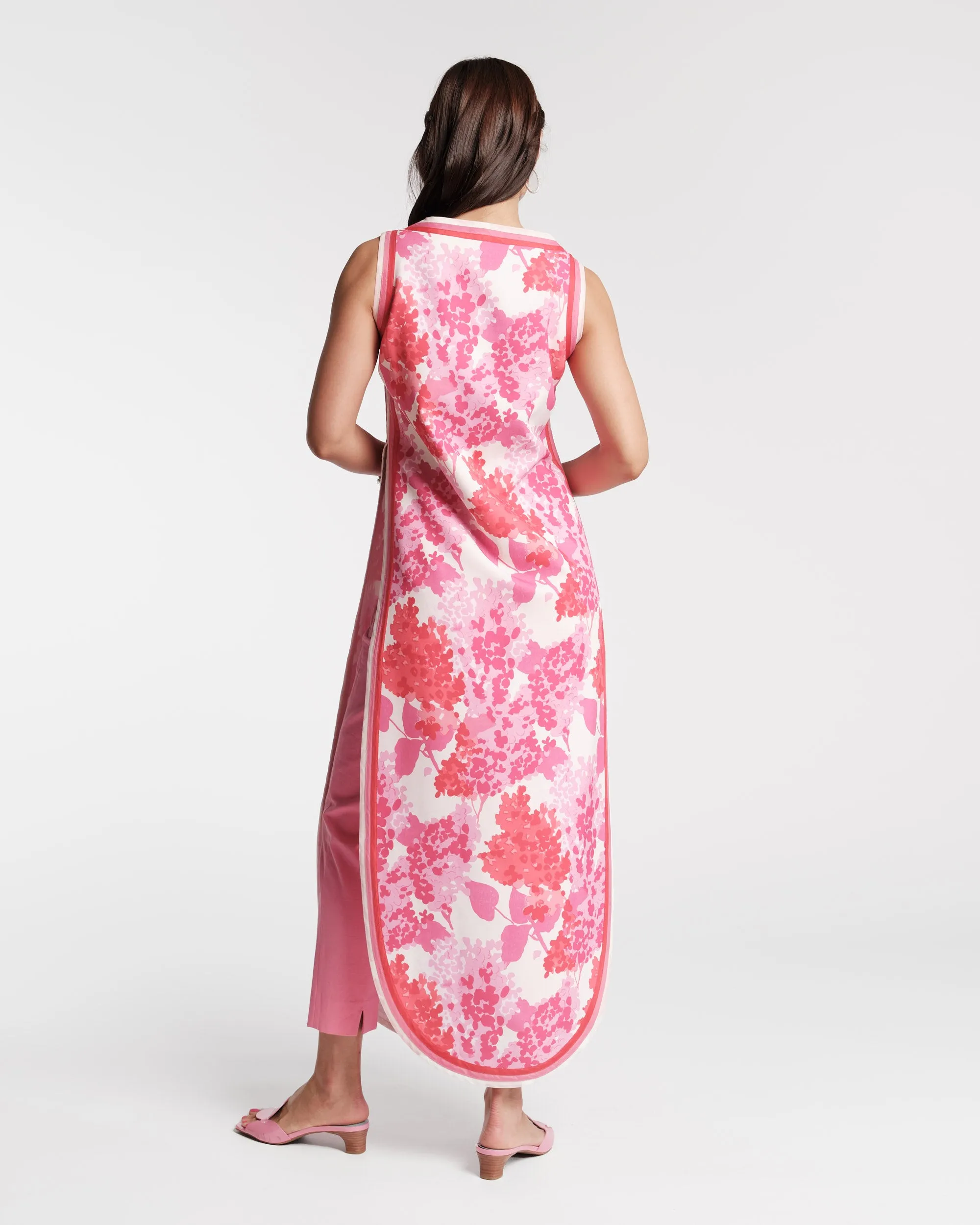 Sabrina Top Cotton Poplin Pink Hydrangea Print