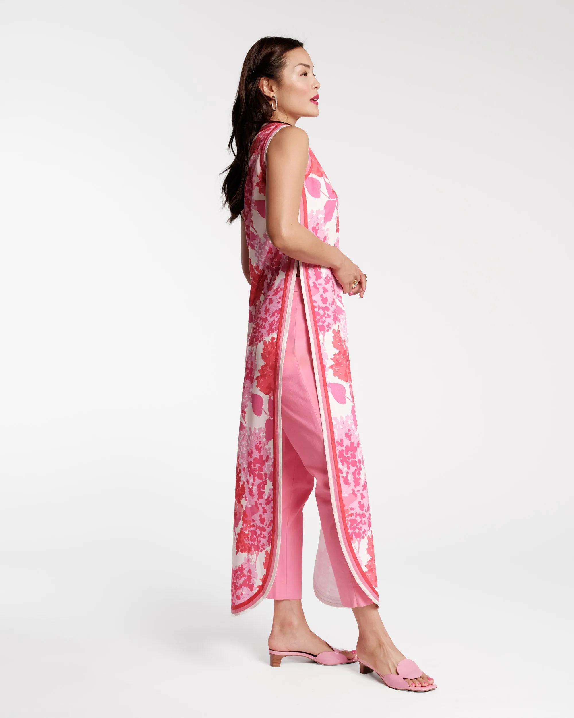 Sabrina Top Cotton Poplin Pink Hydrangea Print
