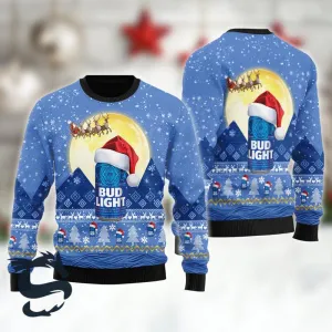Santa Claus Sleigh Bud Light Ugly Sweater
