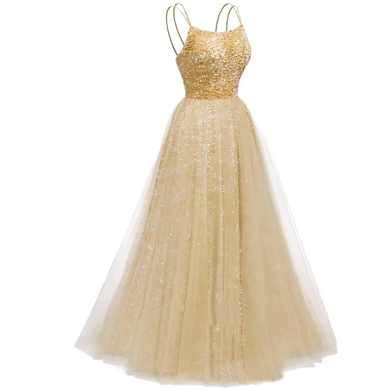 Shiny Elegant Strapless Evening Dress
