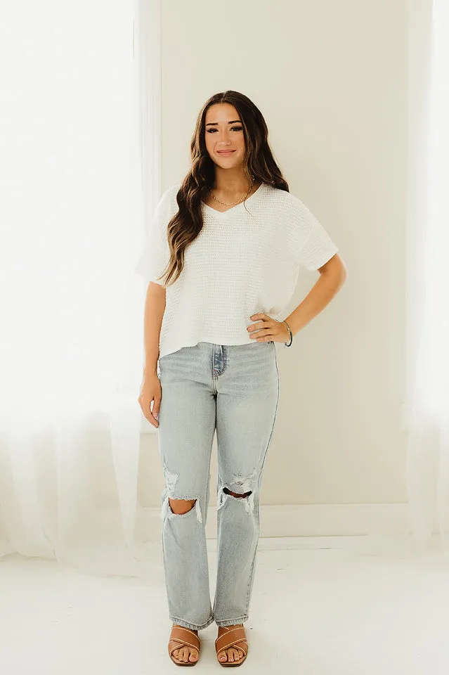 Short Sleeve Jacquard Sweater